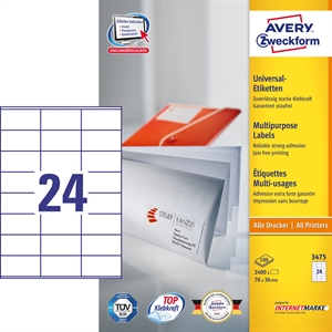 Avery ILC universeel etiket 70 x 36 mm, 2400 stuks.